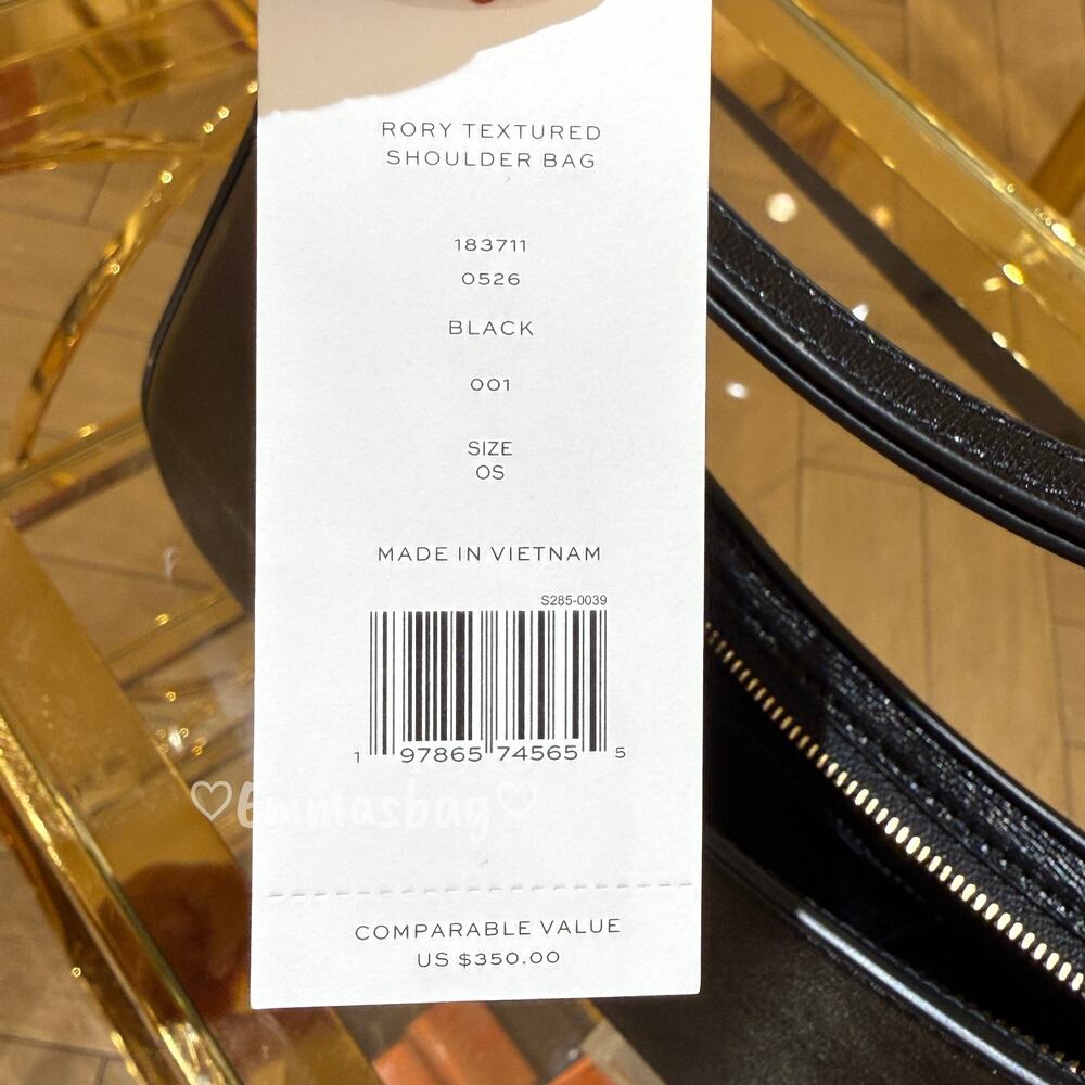 Tory Burch Rory Textured Shoulder Bag 183711 Black $350 - Picture 6 of 7
